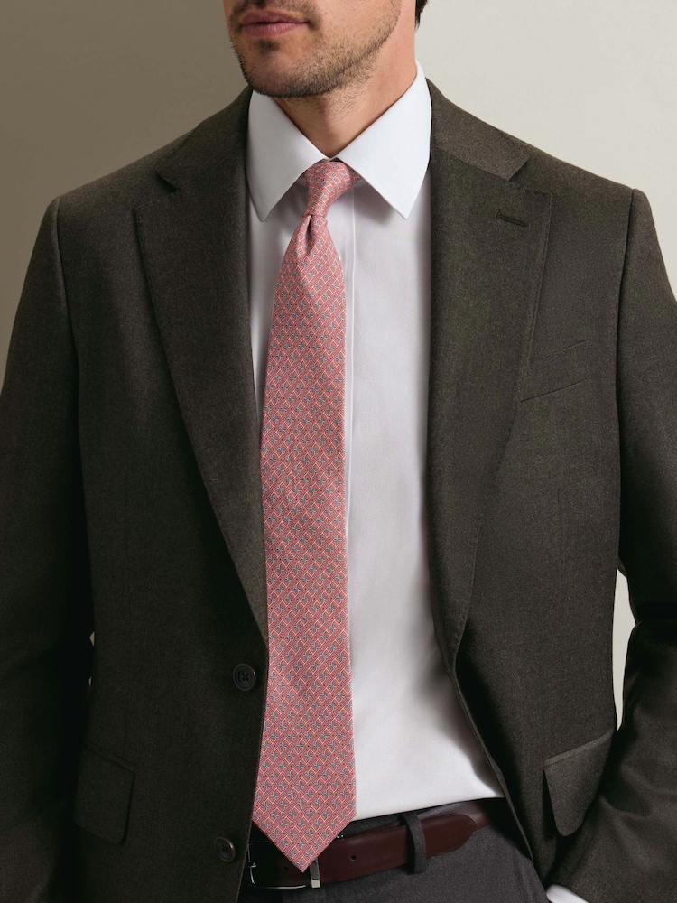 Charles Tyrwhitt Pink Silk Print Tie - Image 1 of 3 Charles Tyrwhitt Pink Silk Print Tie - Image 1 of 3