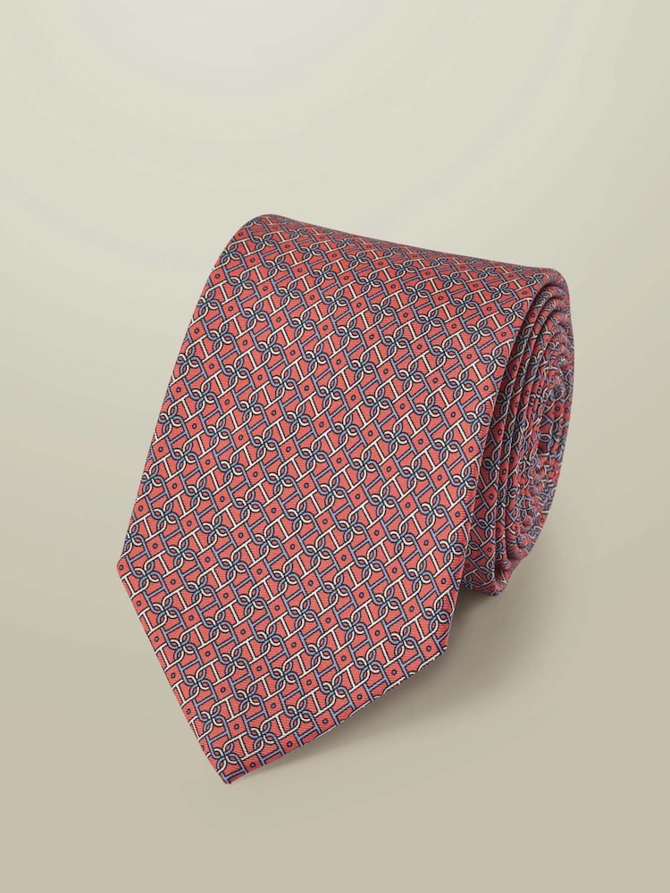 Charles Tyrwhitt Pink Silk Print Tie - Image 2 of 3 Charles Tyrwhitt Pink Silk Print Tie - Image 2 of 3