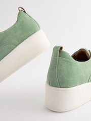 Green Slip On Signature Forever Comfort® Leather Suede Chunky Wedge Platform Trainers - Image 6 of 6