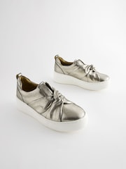 Pewter Silver Signature Forever Comfort® Leather Chunky Wedge Platform Trainers - Image 1 of 6