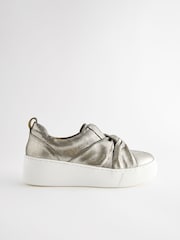 Pewter Silver Signature Forever Comfort® Leather Chunky Wedge Platform Trainers - Image 2 of 6