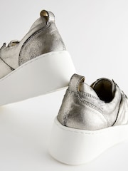 Pewter Silver Signature Forever Comfort® Leather Chunky Wedge Platform Trainers - Image 3 of 6