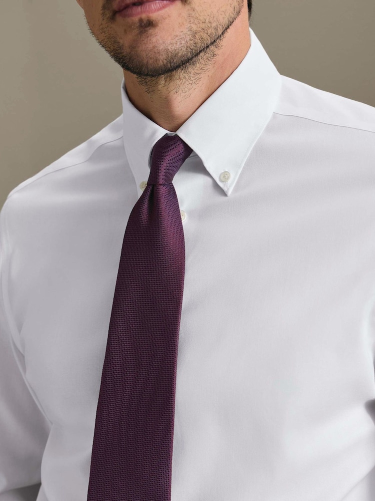Morado oscuro - Corbata de seda texturizada Charles Tyrwhitt - Imagen 1 de 3