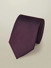 Morado oscuro - Corbata de seda texturizada Charles Tyrwhitt - Imagen 2 de 3