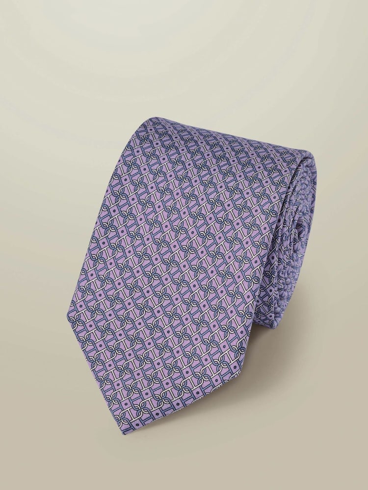 Charles Tyrwhitt Purple Silk Print Tie - Image 2 of 3