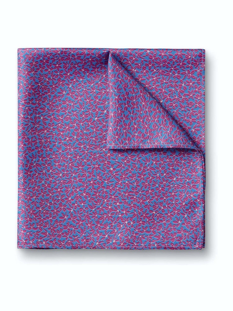 Charles Tyrwhitt Blue Floral Spot Silk Pocket Square Handkerchief - Image 1 of 3 Charles Tyrwhitt Blue Floral Spot Silk Pocket Square Handkerchief - Image 1 of 3