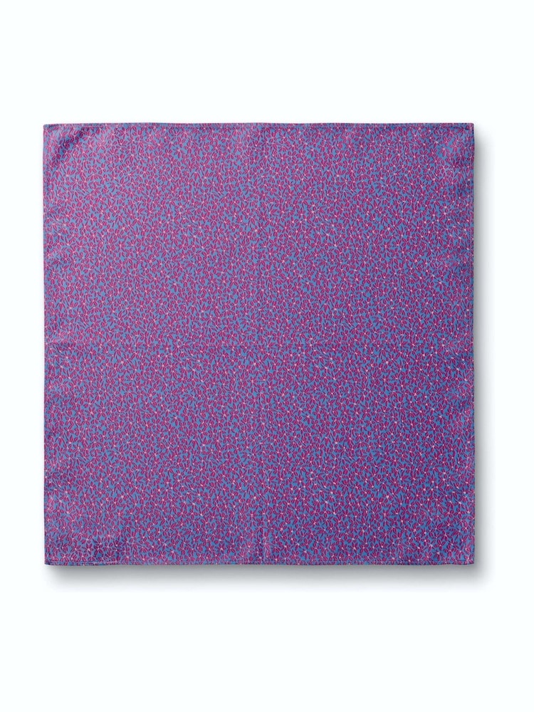 Charles Tyrwhitt Blue Floral Spot Silk Pocket Square Handkerchief - Image 2 of 3 Charles Tyrwhitt Blue Floral Spot Silk Pocket Square Handkerchief - Image 2 of 3