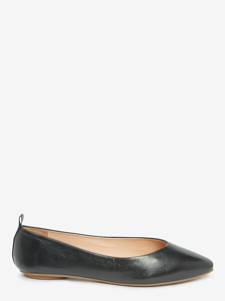 Black Signature Leather Ballerina Shoes - Image 1 of 4