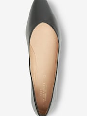 Black Signature Leather Ballerina Shoes - Image 3 of 4
