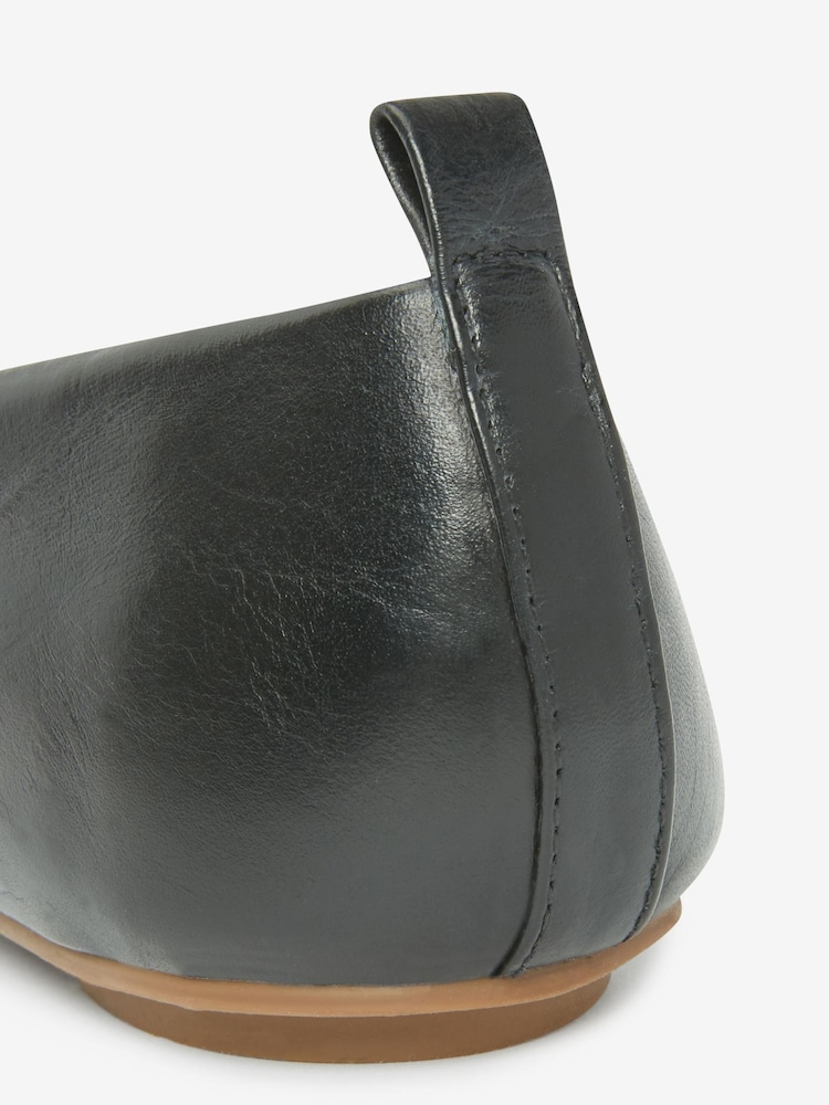 Black Signature Leather Ballerina Shoes - Image 4 of 4