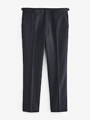 Navy Blue Slim Fit Textured Wool Suit Trousers - Image 5 of 7