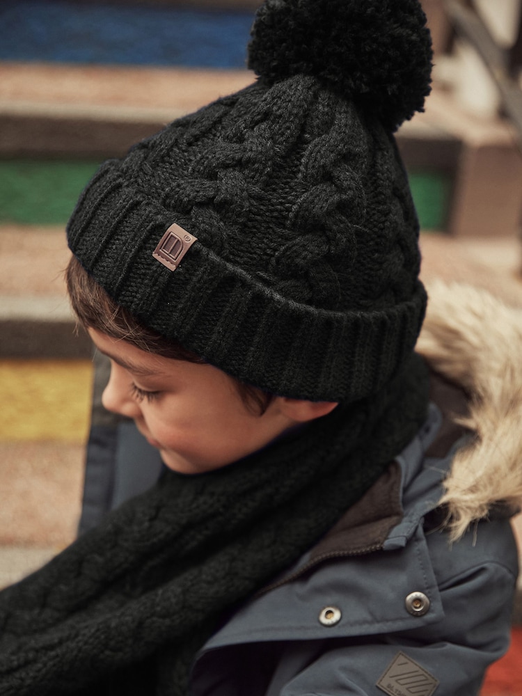 Black Knitted Hat, Gloves and Scarf 3 Piece Set (3-16yrs) - Image 2 of 6