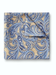 Charles Tyrwhitt Blue/Natural Spot Silk Pocket Square Handkerchief - Image 1 of 3