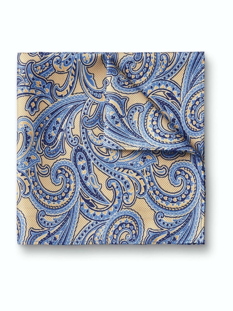 Charles Tyrwhitt Blue/Natural Spot Silk Pocket Square Handkerchief - Image 1 of 3 Charles Tyrwhitt Blue/Natural Spot Silk Pocket Square Handkerchief - Image 1 of 3
