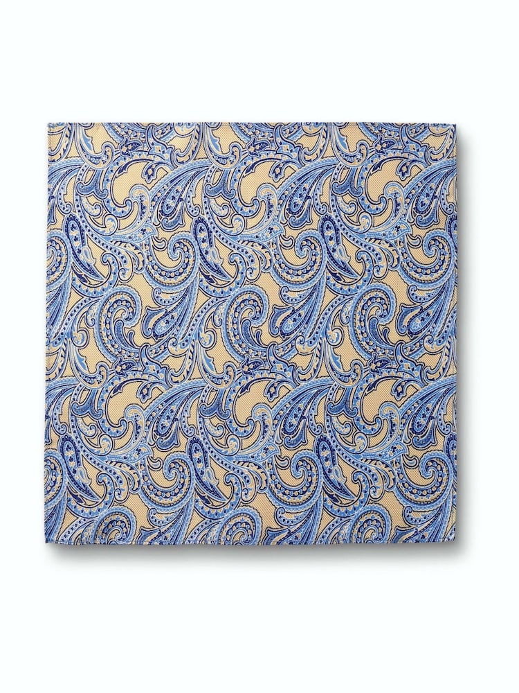 Charles Tyrwhitt Blue/Natural Spot Silk Pocket Square Handkerchief - Image 2 of 3 Charles Tyrwhitt Blue/Natural Spot Silk Pocket Square Handkerchief - Image 2 of 3