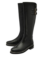 Lotus Black Leather Knee-High Boots - Image 2 of 4