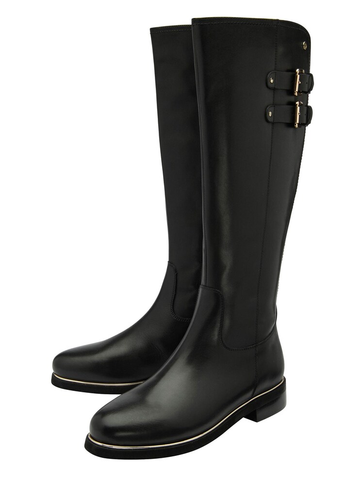 Lotus Black Leather Knee-High Boots - Image 2 of 4