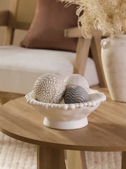 White Ceramic Bobble Trim Decorative Bowl - Image 3 of 5