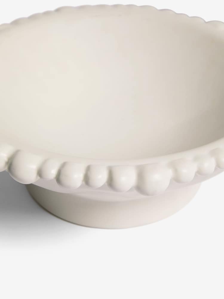 White Ceramic Bobble Trim Decorative Bowl - Image 5 of 5