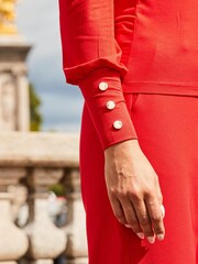 Sosandar Pink Square Neck Blouson Sleeve Top - Image 5 of 5