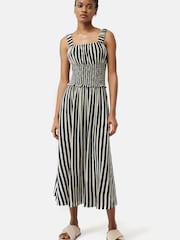 Jigsaw Cream Cotton Slub Stripe Dress - Image 3 of 7