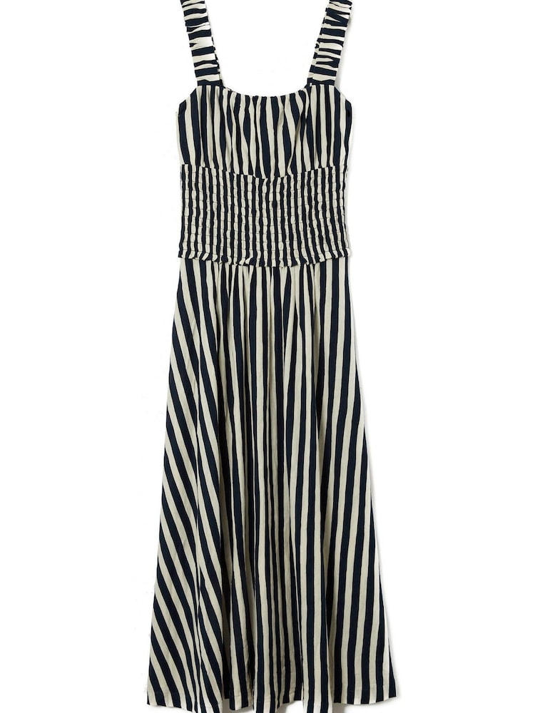 Jigsaw Cream Cotton Slub Stripe Dress - Image 7 of 7