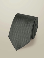 Gris - Corbata de seda texturizada Charles Tyrwhitt - Imagen 2 de 3