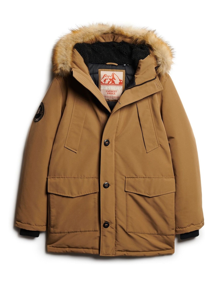 Brązowy - Superdry Everest Faux Fur Hooded Parka - Image 4 of 7