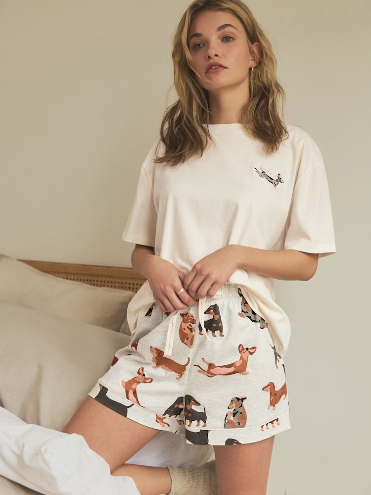 Ecru Dachshund Short Pyjamas Set - Image 1 of 11