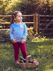 JoJo Maman Bébé Blue Girls' Hedgehog Pocket Breton Top - Image 4 of 4