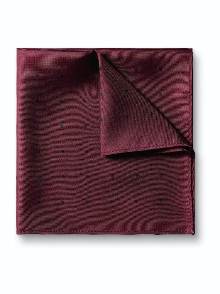 Charles Tyrwhitt Wine Red Spot Silk Pocket Square Handkerchief - Image 1 of 3 Charles Tyrwhitt Wine Red Spot Silk Pocket Square Handkerchief - Image 1 of 3