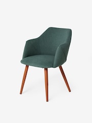 MADE.COM Set of 2 Bay Green and Walnut Legs Lule Arm Dining Chairs - Image 2 of 3