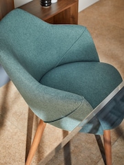 MADE.COM Set of 2 Bay Green and Walnut Legs Lule Arm Dining Chairs - Image 3 of 3