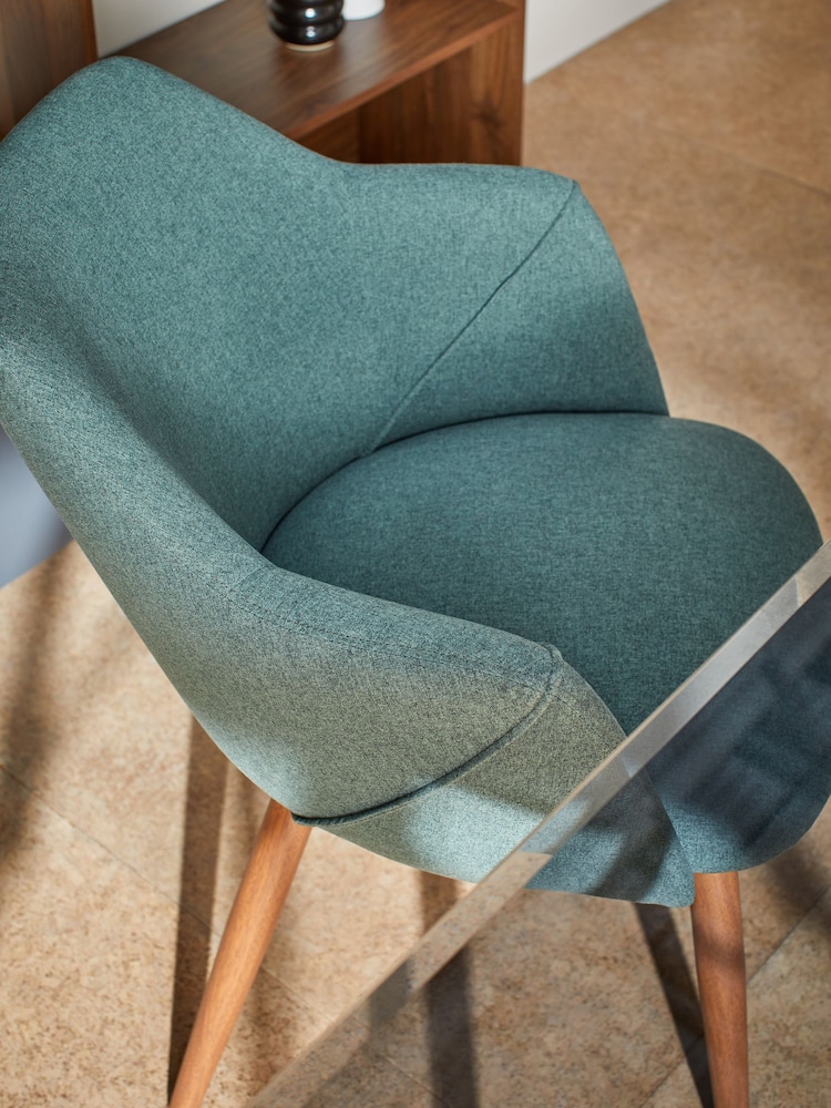 MADE.COM Set of 2 Bay Green and Walnut Legs Lule Arm Dining Chairs - Image 3 of 3