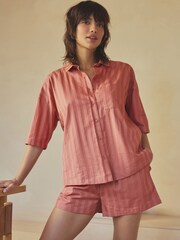 Pink 100% Cotton Stripe Short Set Pyjamas - Image 1 of 6