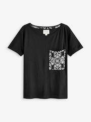 أسود/أبيض - بيجامات قطن بنسبة 100% - صورة 5 من 7