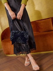 Love & Roses Navy Sequin Bow Shoulder Bag - Image 4 of 8