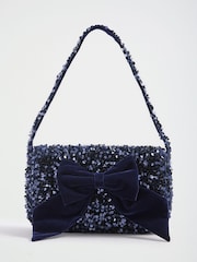 Love & Roses Navy Sequin Bow Shoulder Bag - Image 5 of 8