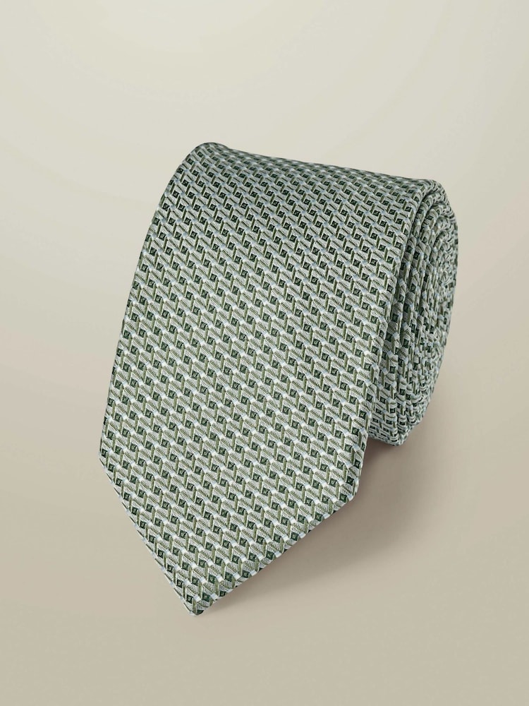 Charles Tyrwhitt Green Stone Medallion Silk Tie - Image 2 of 3 Charles Tyrwhitt Green Stone Medallion Silk Tie - Image 2 of 3