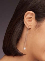Beaverbrooks Silver Freshwater Pearl Double Drop Earrings - Image 3 of 4