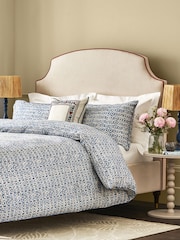 Nina Campbell Navy Blue 180 Thread Count 100% Cotton Batik Check Duvet Cover and Pillowcase Set - Image 1 of 4