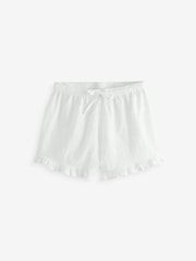 White Broderie Ruffle Vest Short Set 100% Cotton Pyjamas - Image 9 of 10