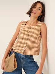 Nobodys Child Orange Sammie Button Front Tank - Image 1 of 5