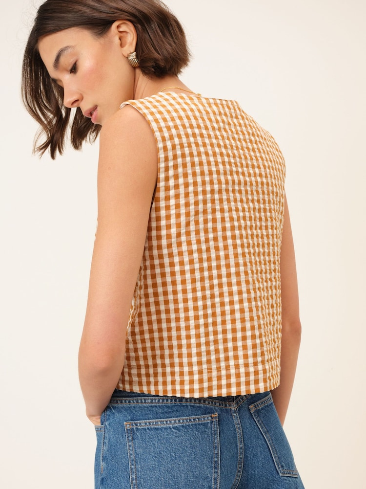 Nobodys Child Orange Sammie Button Front Tank - Image 2 of 5