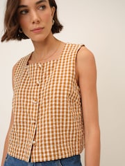 Nobodys Child Orange Sammie Button Front Tank - Image 3 of 5