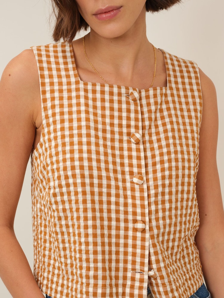 Nobodys Child Orange Sammie Button Front Tank - Image 5 of 5