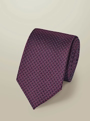 Charles Tyrwhitt Dark Purple Stone Medallion Silk Tie - Image 2 of 3