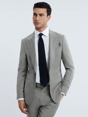 Reiss Grey Melange Como Atelier Wool Cashmere Slim Fit Single Breasted Blazer - Image 1 of 8