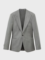 Reiss Grey Melange Como Atelier Wool Cashmere Slim Fit Single Breasted Blazer - Image 2 of 8