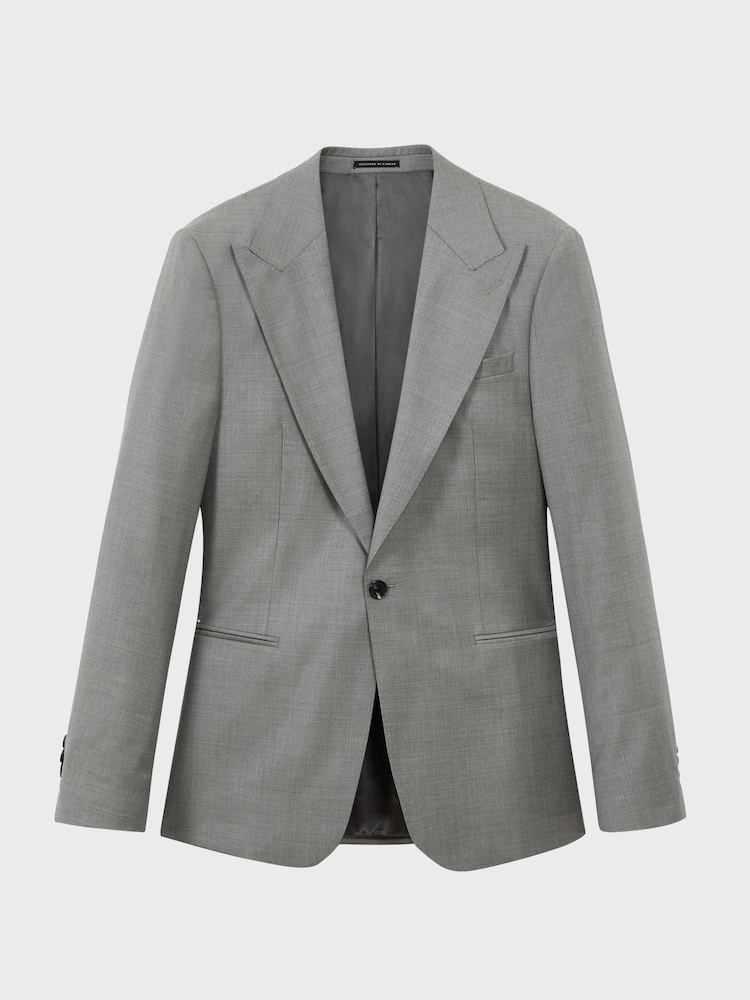 Reiss Grey Melange Como Atelier Wool Cashmere Slim Fit Single Breasted Blazer - Image 2 of 8